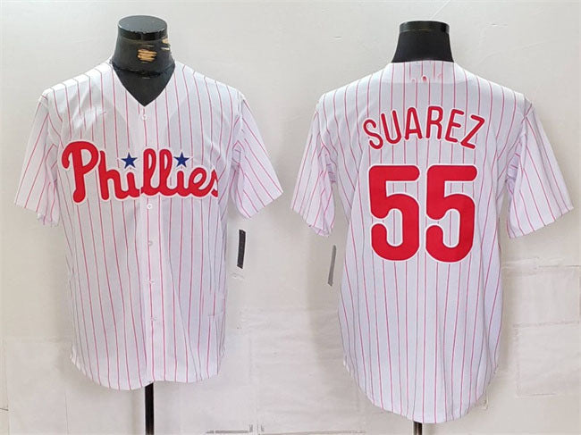 Philadelphia Phillies #55 Ranger Su¨¢rez White Cool Base Stitched Baseball Jersey baseball jersey product view 1