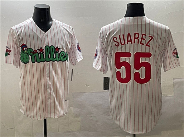 Philadelphia Phillies #55 Ranger Su¨¢rez White Phanatic Cool Base Stitched Baseball Jersey baseball jersey product view 1