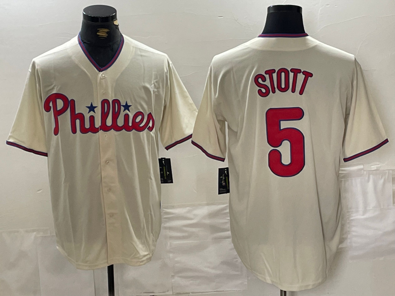 Philadelphia Phillies #5 Bryson Stott Cream Cool Base Baseball Jersey baseball jersey product view 1