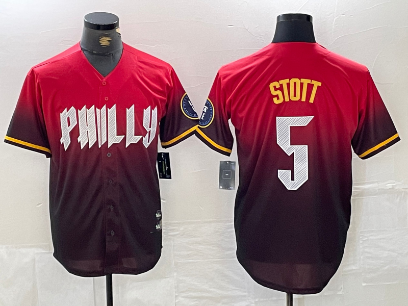 Philadelphia Phillies #5 Bryson Stott Red 2024 City Cool Base Baseball Jersey baseball jersey product view 1