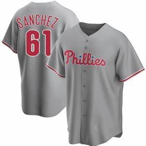 Philadelphia Phillies #61 Cristopher Sanchez Gray Cool Base Stitched Baseball Jerseys baseball jersey product view 1