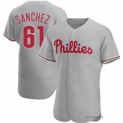 Philadelphia Phillies #61 Cristopher Sanchez Grey Flex Base Stitched Baseball Jersey baseball jersey product view 1