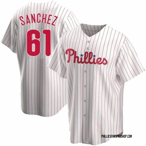 Philadelphia Phillies #61 Cristopher Sanchez White Cool Base Stitched Baseball Jersey baseball jersey product view 1