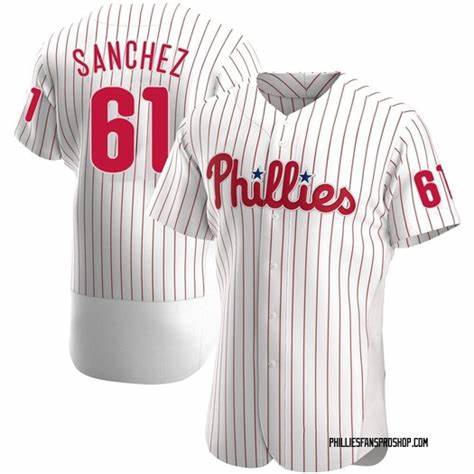 Philadelphia Phillies #61 Cristopher Sanchez White Flex Base Stitched Baseball Jersey baseball jersey product view 1