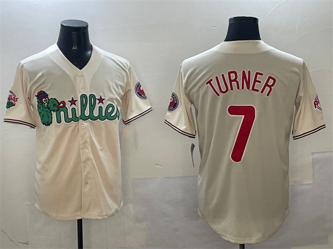 Philadelphia Phillies #7 Trea Turner Cream Phanatic Limited Stitched Baseball Jersey baseball jersey product view 1