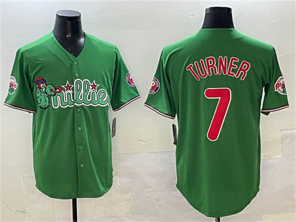 Philadelphia Phillies #7 Trea Turner Green Phanatic Limited Stitched Baseball Jersey baseball jersey product view 1