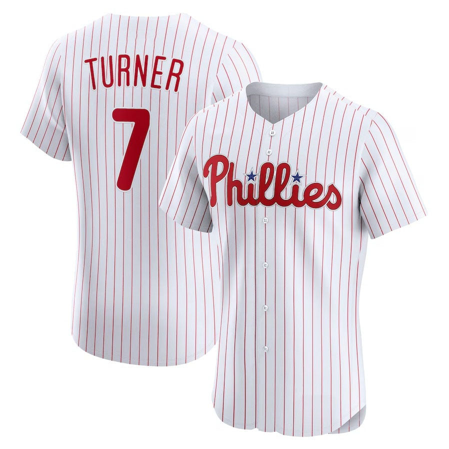 Philadelphia Phillies #7 Trea Turner Home Elite Jersey - White Stitched Baseball Jersey baseball jersey product view 1