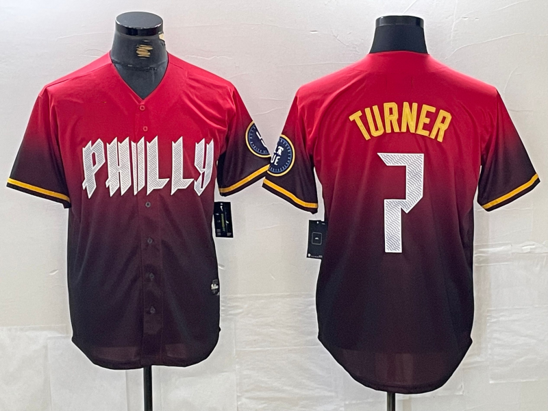 Philadelphia Phillies #7 Trea Turner Red 2024 City Cool Base Baseball Jersey baseball jersey product view 1