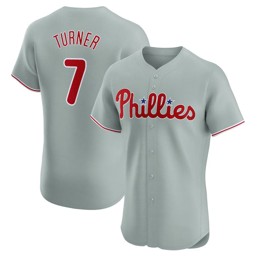 Philadelphia Phillies #7 Trea Turner Road Elite Player Jersey - Gray Stitched Baseball Jersey baseball jersey product view 1