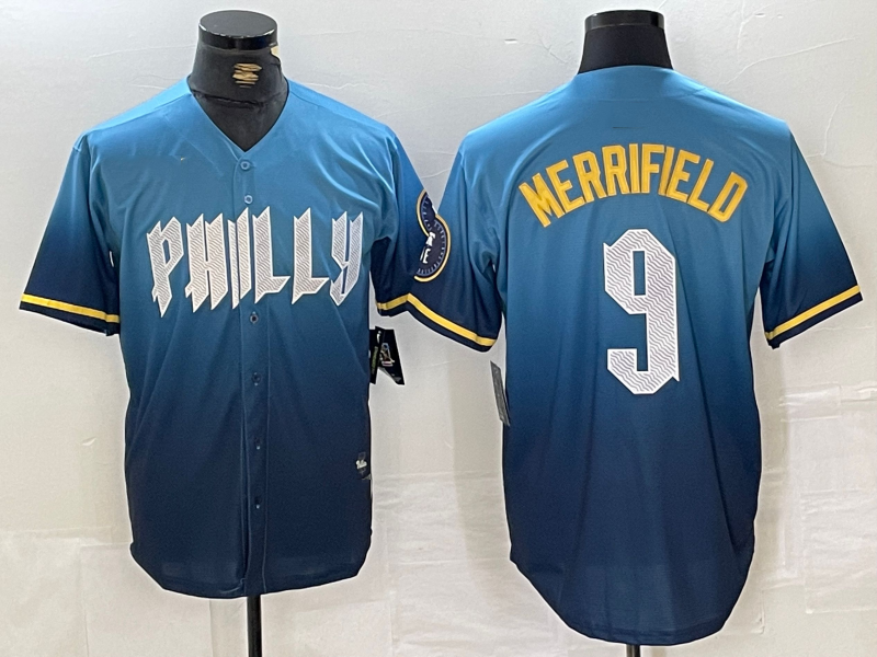 Philadelphia Phillies #9 Whit Merrifield Blue 2024 City Connect Limited Stitched Baseball Jerseys baseball jersey product view 1