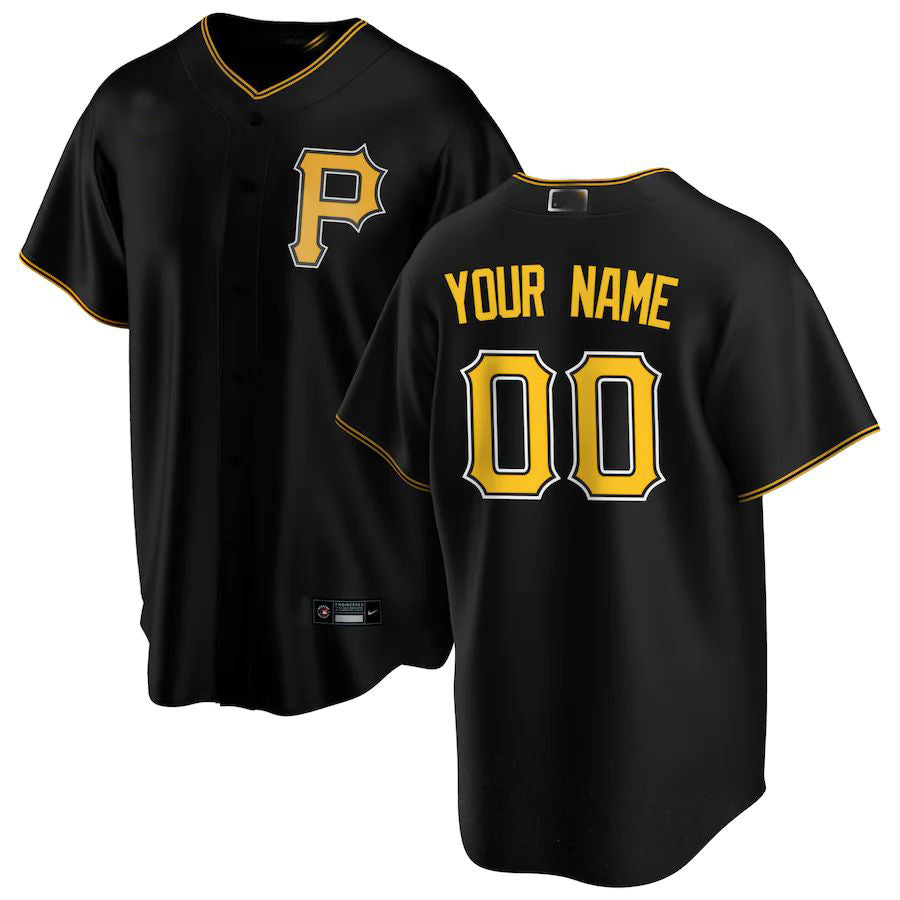 Custom Pittsburgh Pirates Black Alternate Replica Custom Jersey Baseball Jerseys baseball jersey product view 1