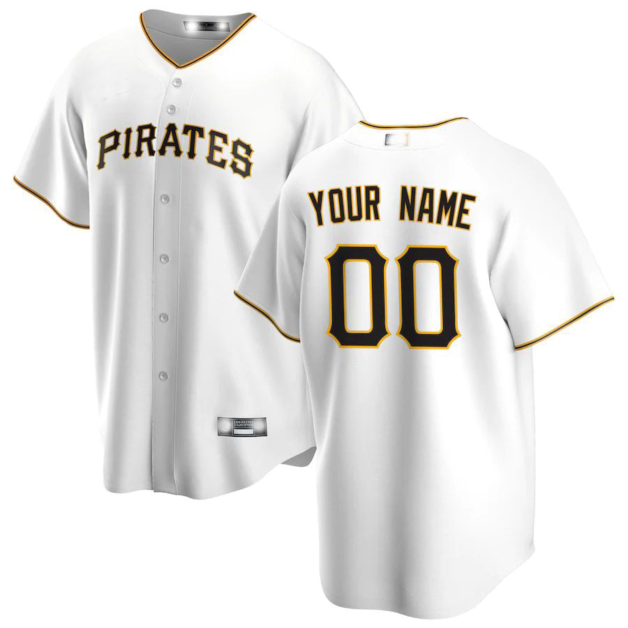 Custom Pittsburgh Pirates White Home Replica Custom Jersey Baseball Jerseys baseball jersey product view 1