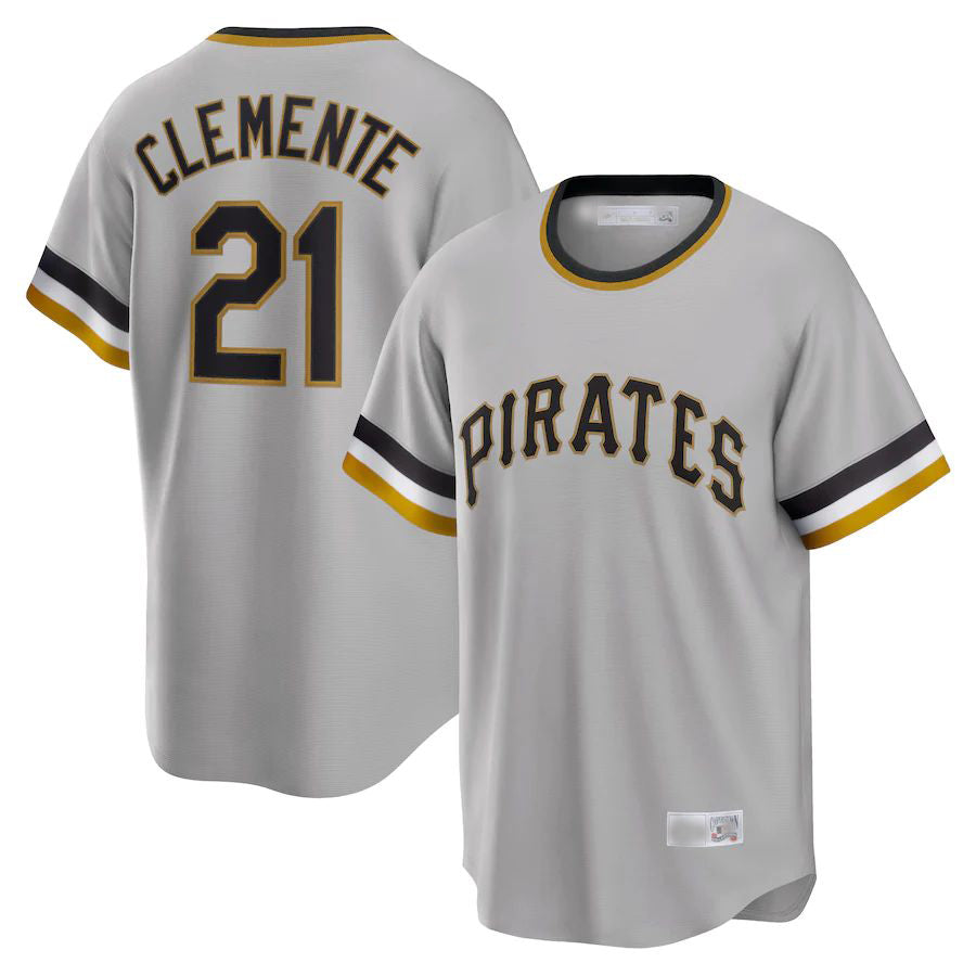Pittsburgh Pirates #21 Roberto Clemente Gray Road Cooperstown Collection Player Jersey Baseball Jerseys baseball jersey product view 1