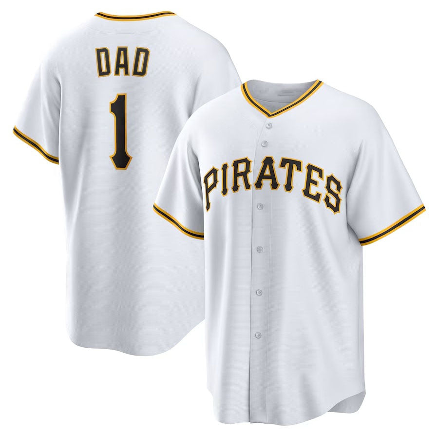 Pittsburgh Pirates #1 Dad Home Replica Jersey - White Stitched Baseball Jersey baseball jersey product view 1