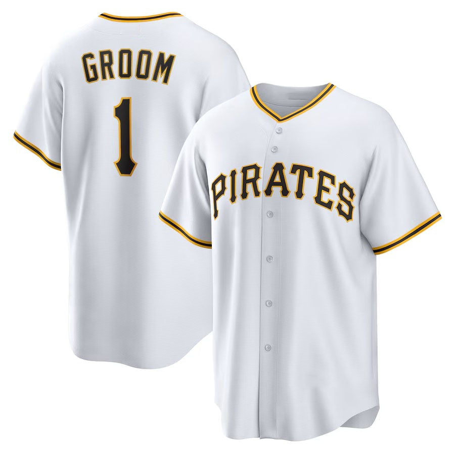 Pittsburgh Pirates #1 Groom Home Replica Jersey - White Stitched Baseball Jersey baseball jersey product view 1