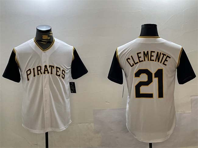 Pittsburgh Pirates #21 Roberto Clemente White Cool Base Stitched Baseball Jerseys baseball jersey product view 1