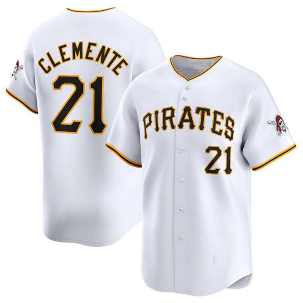 Pittsburgh Pirates #21 Roberto Clemente White Home Limited Baseball Stitched Jersey baseball jersey product view 1