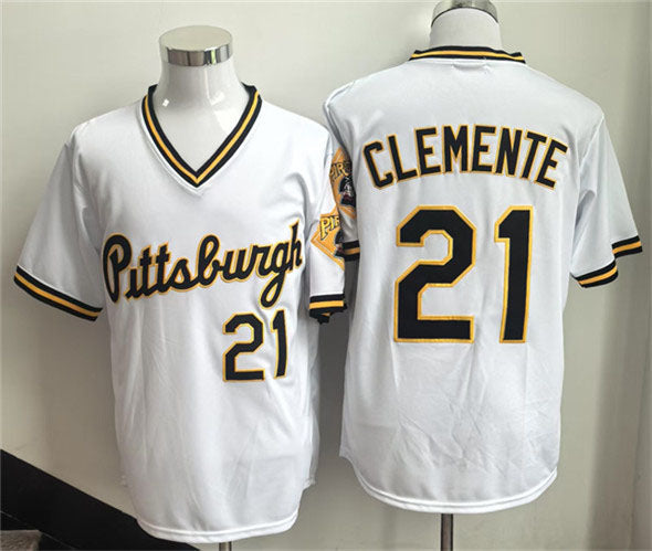 Pittsburgh Pirates #21 Roberto Clemente White Stitched Baseball Jersey baseball jersey product view 1