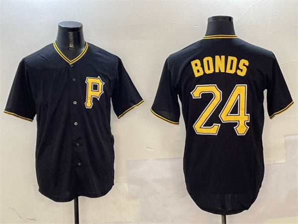 Pittsburgh Pirates #24 Barry Bonds Black Cool Base Stitched Baseball Jersey baseball jersey product view 1