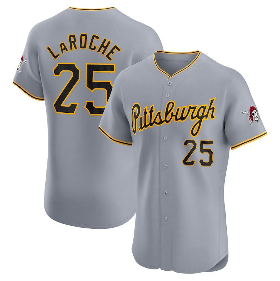 Pittsburgh Pirates #25 Adam LaRoche Road Elite Player Jersey - Gray Stitched Baseball Jersey baseball jersey product view 1