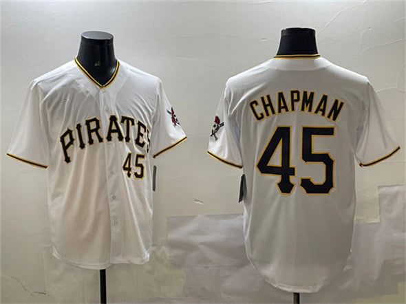 Pittsburgh Pirates #45 Aroldis Chapman White Home Limited Stitched Baseball Jersey baseball jersey product view 1