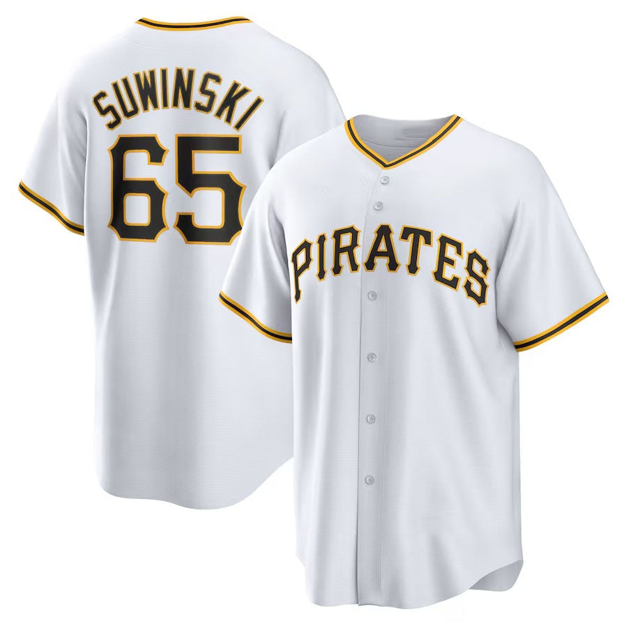 Pittsburgh Pirates #65 Jack Suwinski Home Replica Jersey - White Stitched Baseball Jersey baseball jersey product view 1