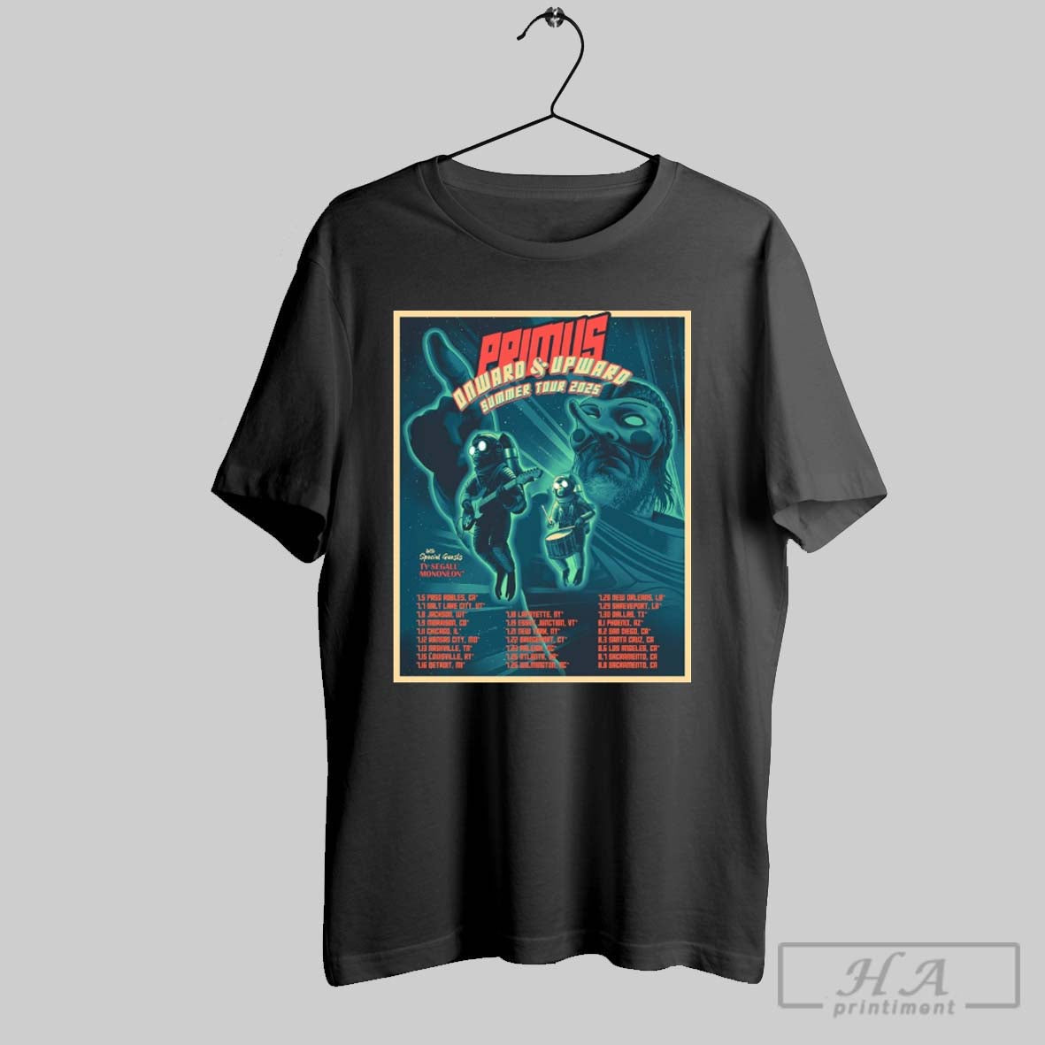 Poster Primus Onward And Upward Summer Tour 2025 With - Adult & Kids T-Shirts, Sweatshirts & Hoodies apparel design preview 1