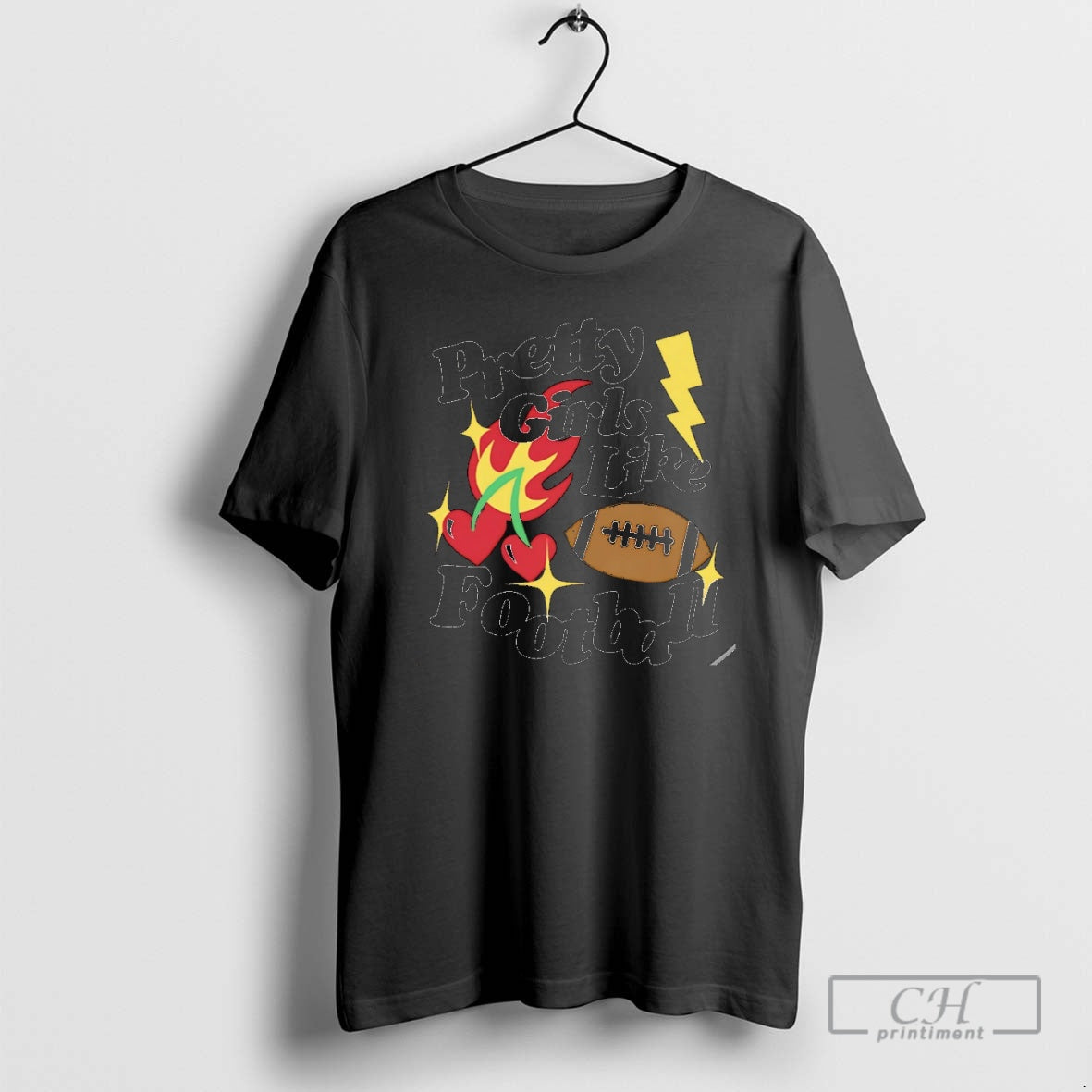 Premium Pretty Girls Like Football Icon Christmas - Adult & Kids T-Shirts, Sweatshirts & Hoodies apparel design preview 1