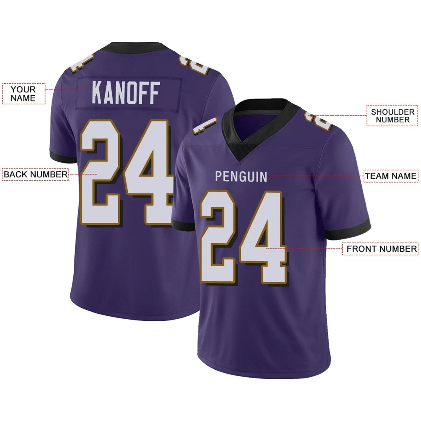 Custom B.Ravens Purple Personalized Design Game Football Jerseys football jersey product view 2