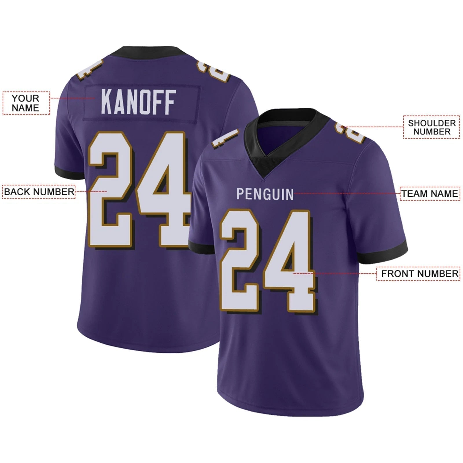 Custom B.Ravens Purple Personalized Design Game Football Jerseys football jersey product view 2