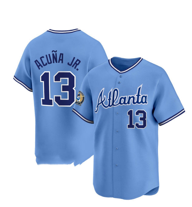 Atlanta Braves #13 Ronald Acuna Jr. Blue Alternate Jersey Stitches Baseball Jerseys baseball jersey product view 1
