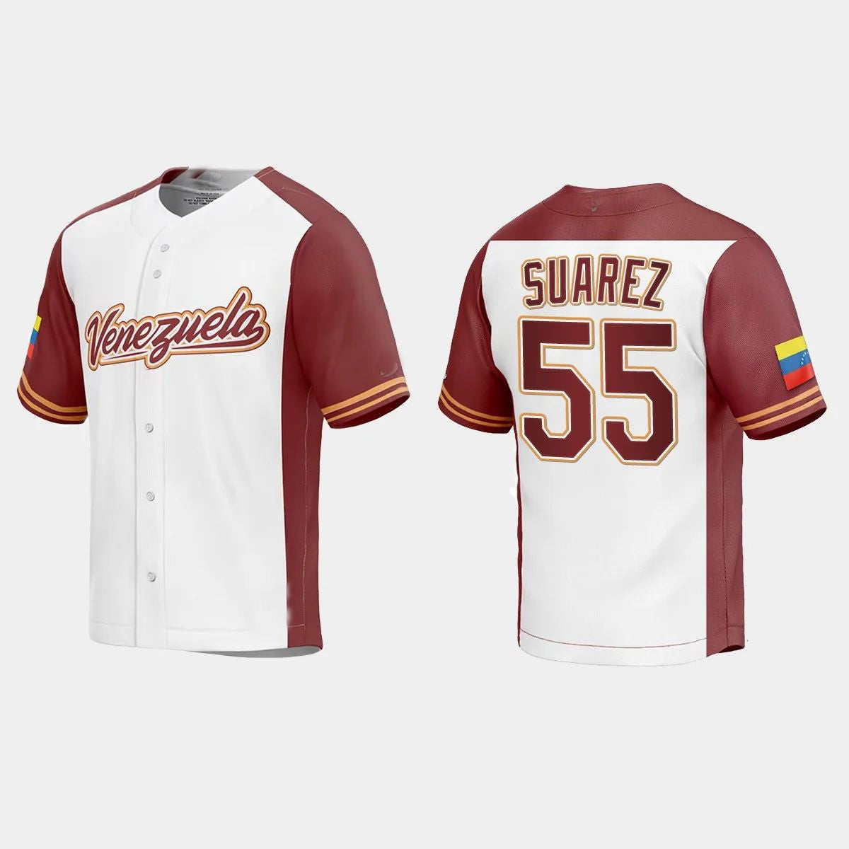 #55 RANGER SUAREZ VENEZUELA BASEBALL 2023 WORLD BASEBALL CLASSIC REPLICA JERSEY ¨C WHITE Stitches Baseball Jerseys baseball jersey product view 1