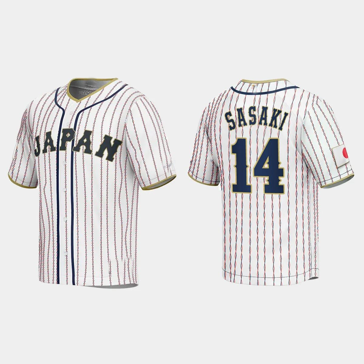 #14 ROKI SASAKI JAPAN BASEBALL 2023 WORLD BASEBALL CLASSIC JERSEY ¨C WHITE Stitches Baseball Jerseys baseball jersey product view 1