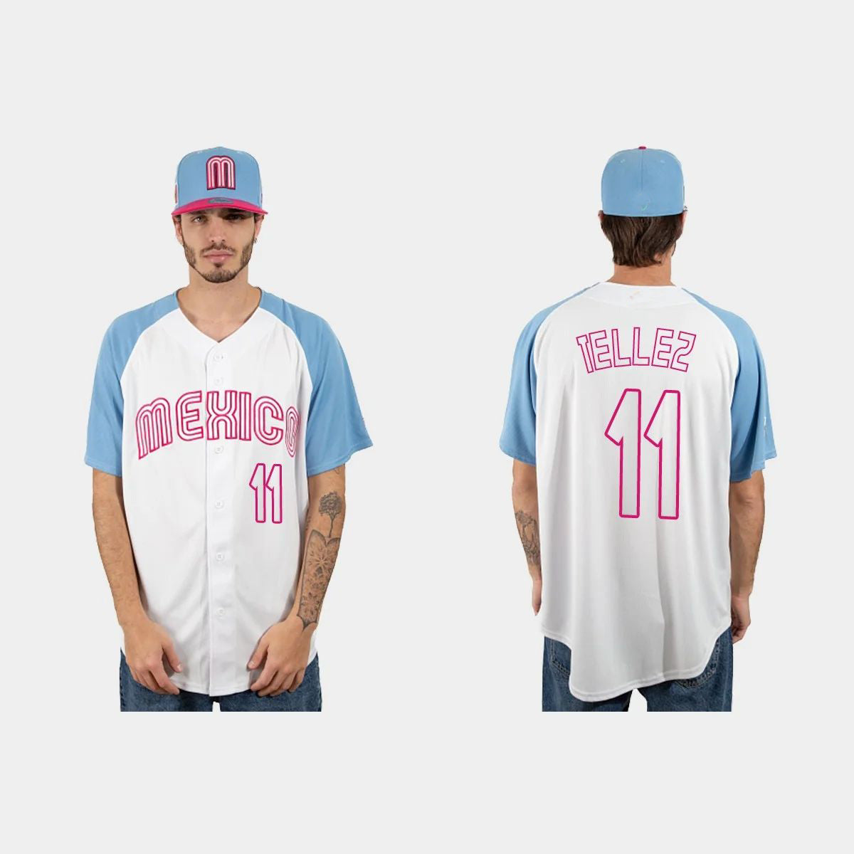 #11 ROWDY TELLEZ MEXICO BASEBALL 2023 WORLD BASEBALL CLASSIC JERSEY ¨C WHITE BLUE Stitches Baseball Jerseys baseball jersey product view 1
