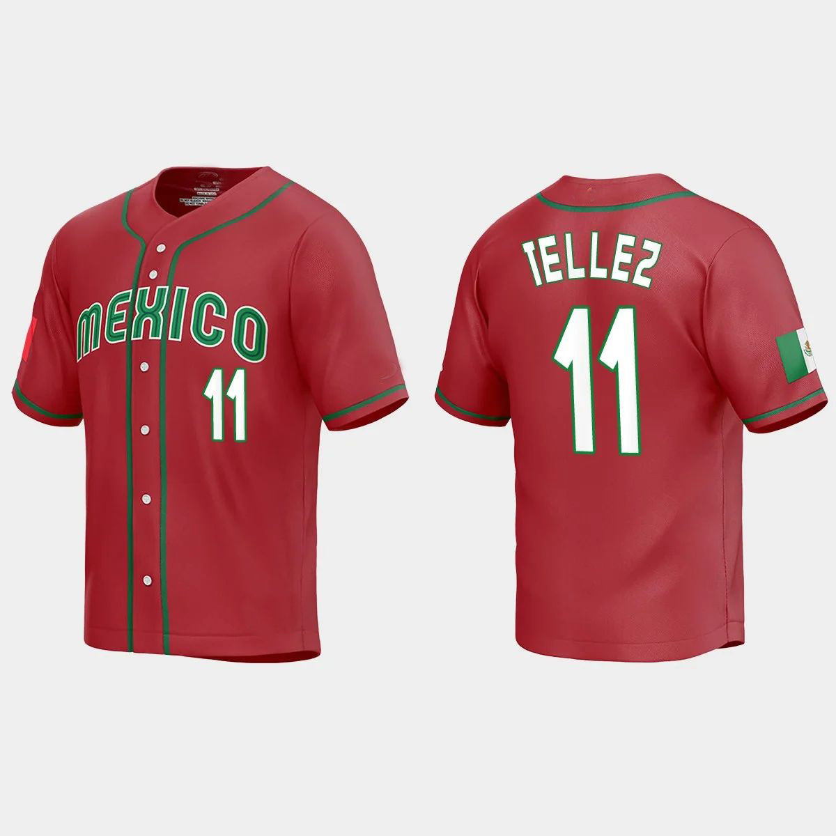 #11 ROWDY TELLEZ MEXICO BASEBALL 2023 WORLD BASEBALL CLASSIC REPLICA JERSEY ¨C RED Stitches Baseball Jerseys baseball jersey product view 1