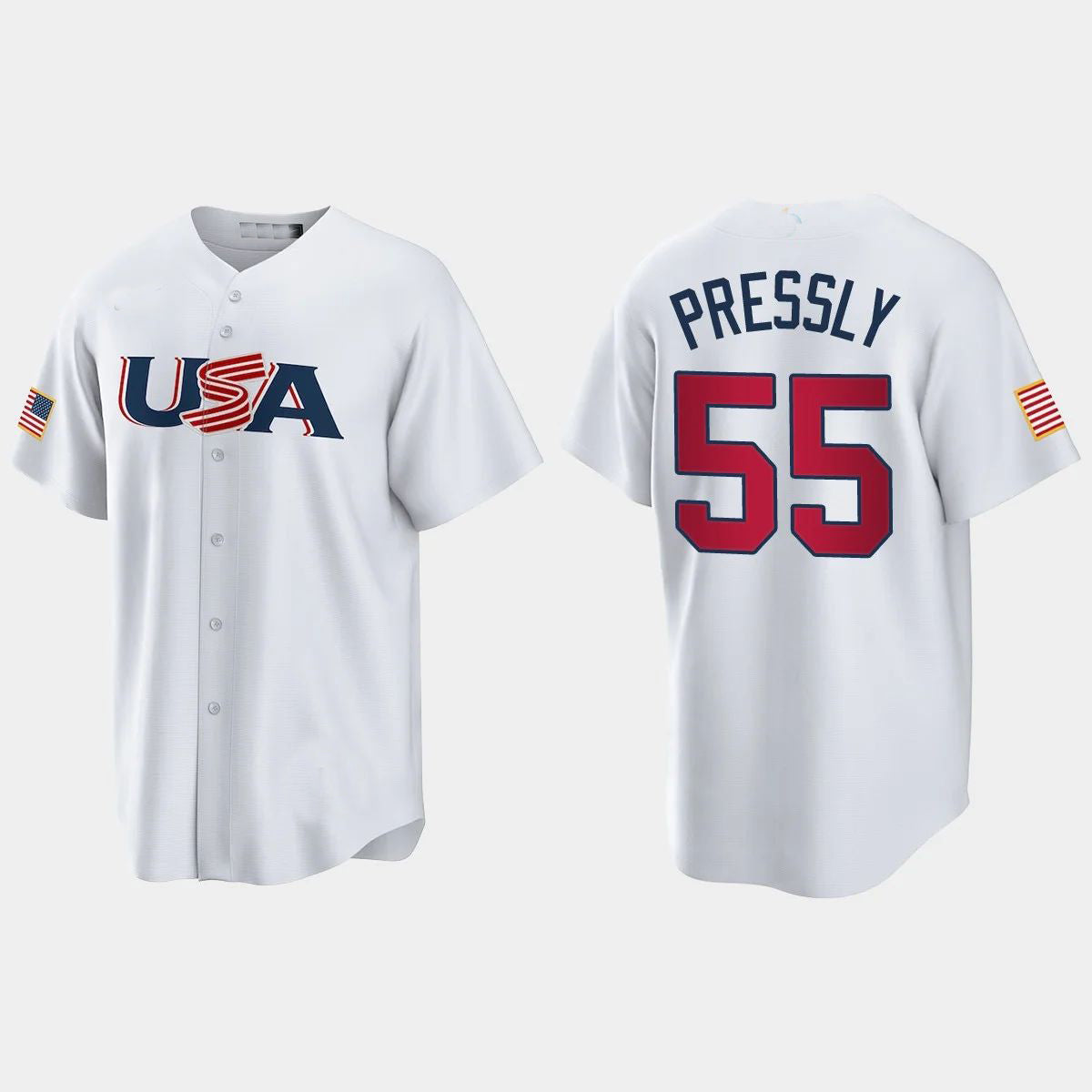 #55 RYAN PRESSLY HOUSTON ASTROS 2023 WORLD BASEBALL CLASSIC USA REPLICA JERSEY ¨C WHITE Stitches Baseball Jerseys baseball jersey product view 1