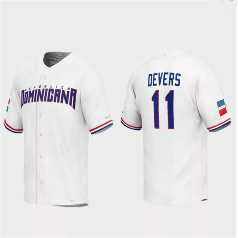 #11 Rafael Devers Dominican Republic Baseball 2023 World Baseball Classic Replica Jersey ¨C White Stitches Baseball Jerseys baseball jersey product view 1