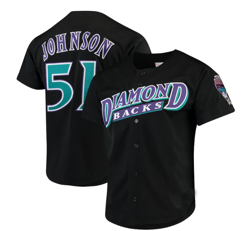 Arizona Diamondbacks #51 Randy Johnson Fashion Cooperstown Collection Mesh Batting Practice Jersey - Black Stitches Baseball Jerseys baseball jersey product view 1