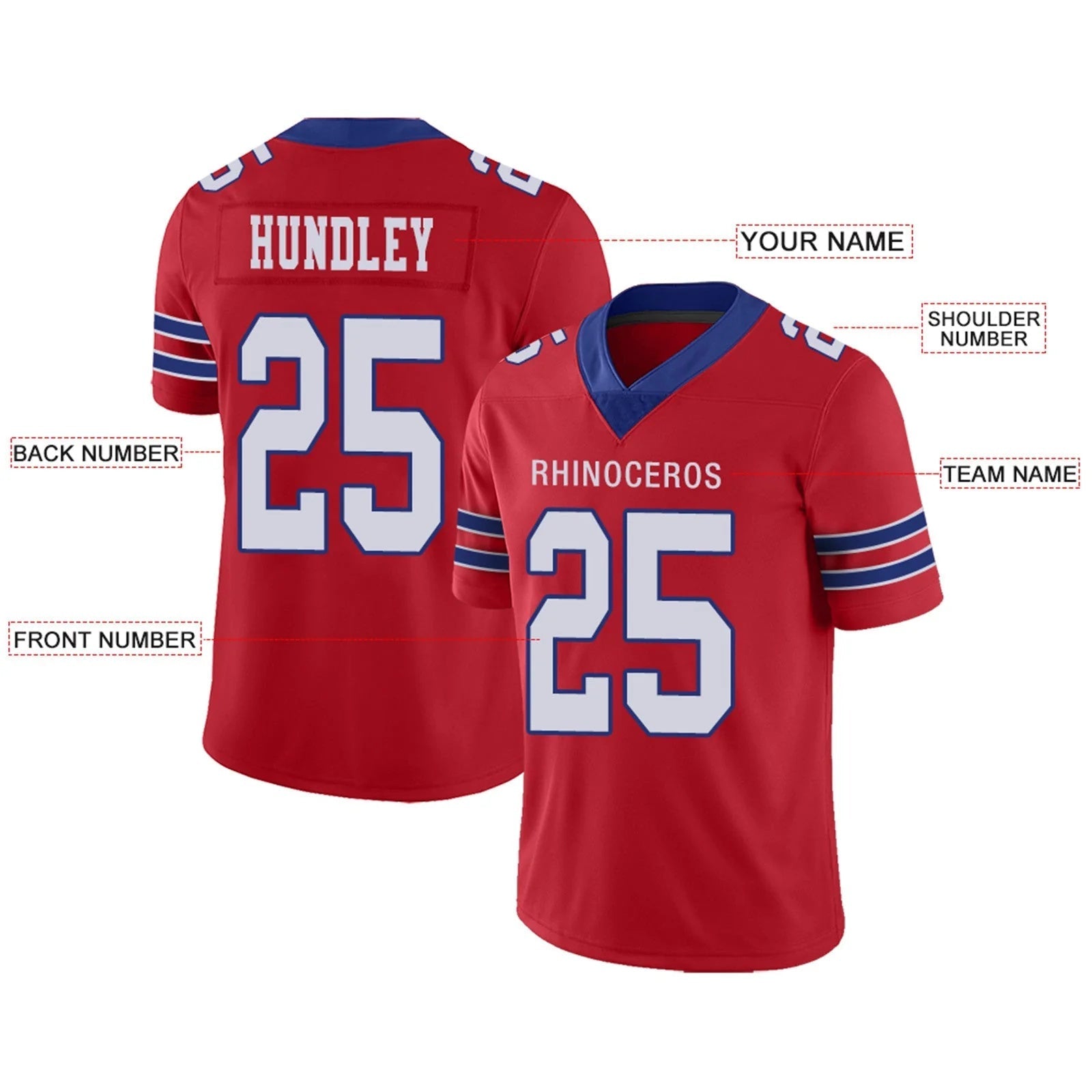 Custom B.Bills Red Personalized Design Your Own Name and Number for Men Women Youth Jerseys football jersey product view 2
