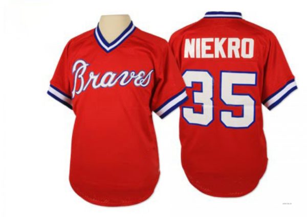 Atlanta Braves #35 Phil Niekro Red 1980 Throwback Jersey Stitches Baseball Jerseys baseball jersey product view 1