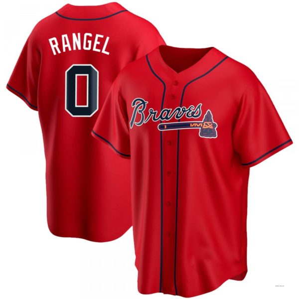 Atlanta Braves #0 Alan Rangel Red Alternate Jersey Stitches Baseball Jerseys baseball jersey product view 1