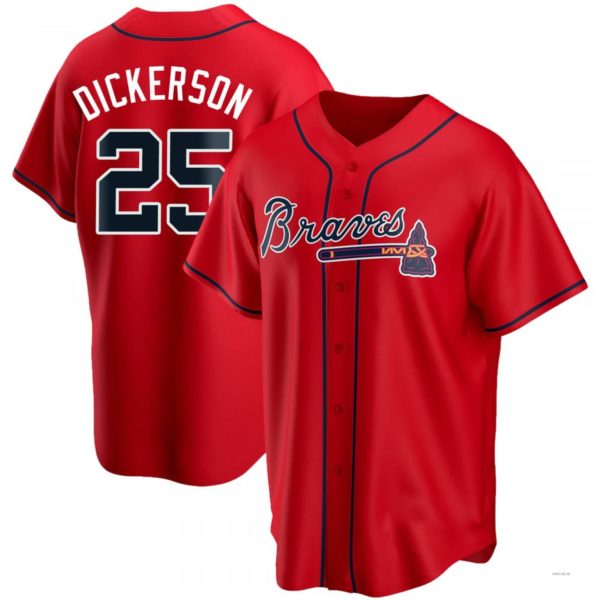 Atlanta Braves #25 Alex Dickerson Red Alternate Jersey Stitches Baseball Jerseys baseball jersey product view 1