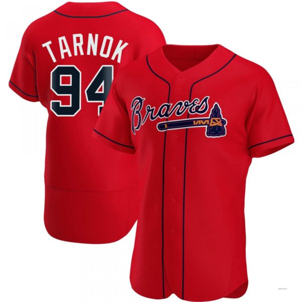 Atlanta Braves #94 Freddy Tarnok Red Alternate Jersey Stitches Baseball Jerseys baseball jersey product view 1