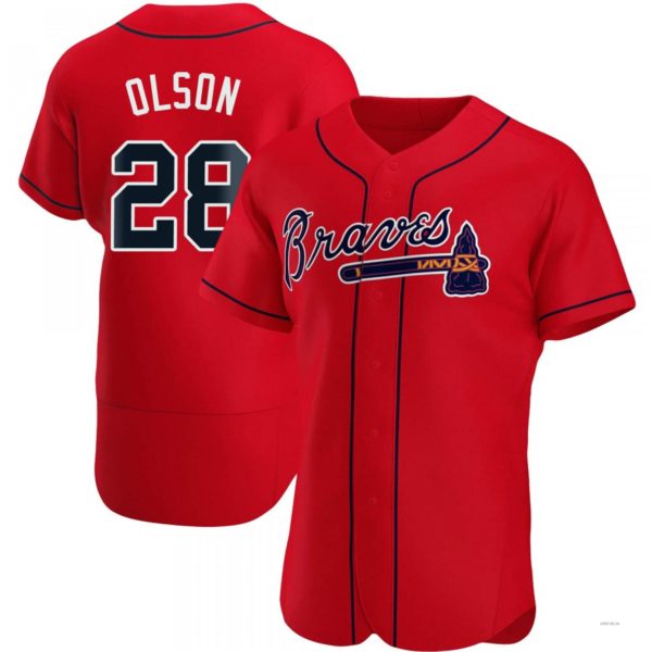 Atlanta Braves #28 Matt Olson Red Alternate Jersey Stitches Baseball Jerseys baseball jersey product view 1