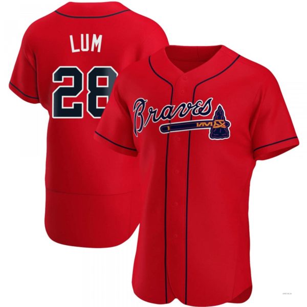 Atlanta Braves #28 Mike Lum Red Alternate Jersey Stitches Baseball Jerseys baseball jersey product view 1