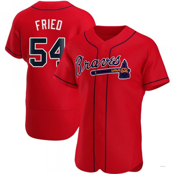 Atlanta Braves #54 Max Fried Red Alternate Jersey Stitches Baseball Jerseys baseball jersey product view 1