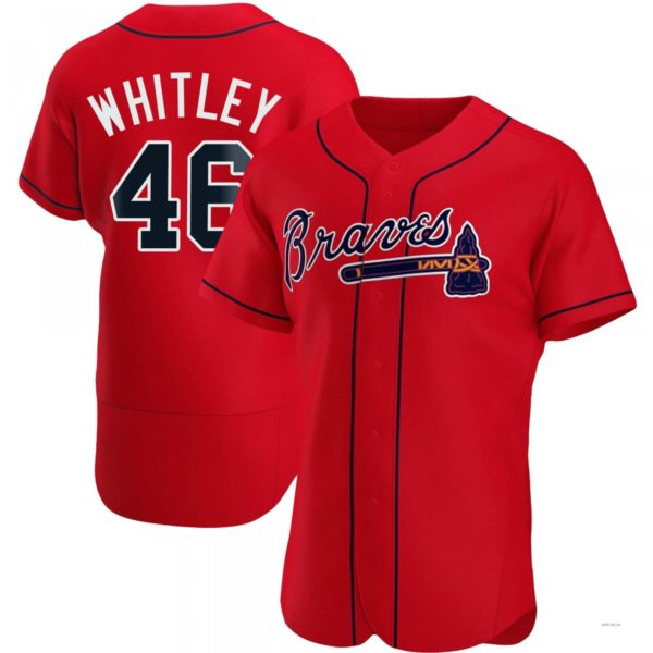 Atlanta Braves #46 Chase Whitley Red Alternate Jersey Stitches Baseball Jerseys baseball jersey product view 1