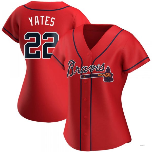 Atlanta Braves #22 Kirby Yates Red Alternate Jersey Stitches Baseball Jerseys baseball jersey product view 1