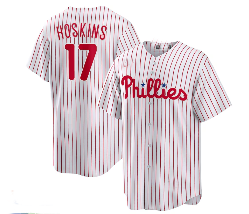 Philadelphia Phillies #17 Rhys Hoskins Home Replica Player Name Jersey - White Baseball Jerseys baseball jersey product view 1