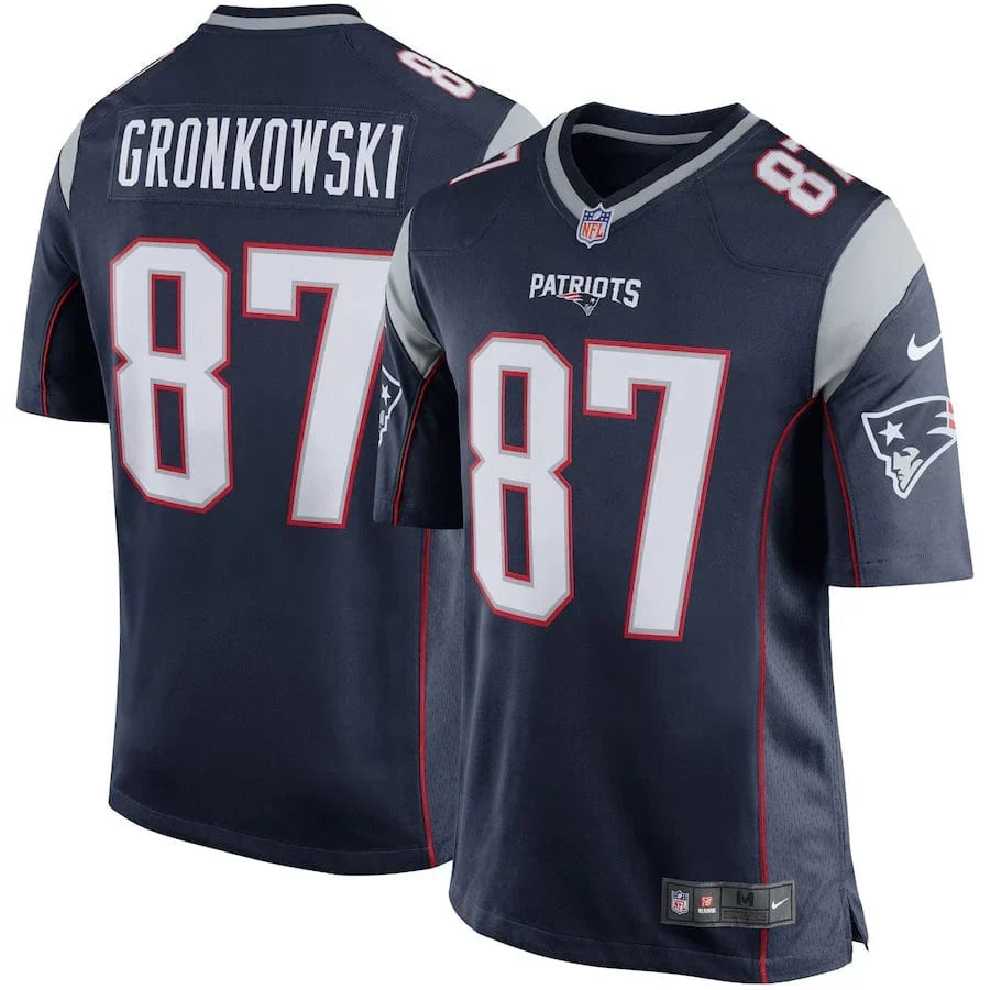 Rob Gronkowski New England Patriots Retired Player Throwback Jersey - Navy football jersey product view 1